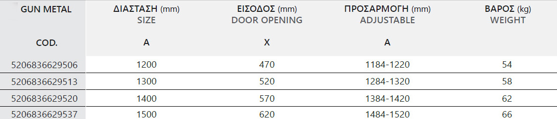 SANTORINI 400 GUN METAL CLEAR DIORTH 1 Καμπίνα από τοίχο σε τοίχο με διάφανο κρύσταλλο SANTORINI 400 Gun Metal KARAG 5206836648675 SANG400