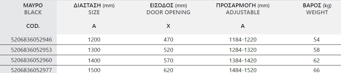 Καμπίνα από τοίχο σε τοίχο με διάφανο κρύσταλλο SANTORINI 400 Black KARAG 5 SANTORINI 400 NERO CLEAR DIORTH Καμπίνα από τοίχο σε τοίχο με διάφανο κρύσταλλο SANTORINI 400 Black KARAG 5206836090160 SANN400