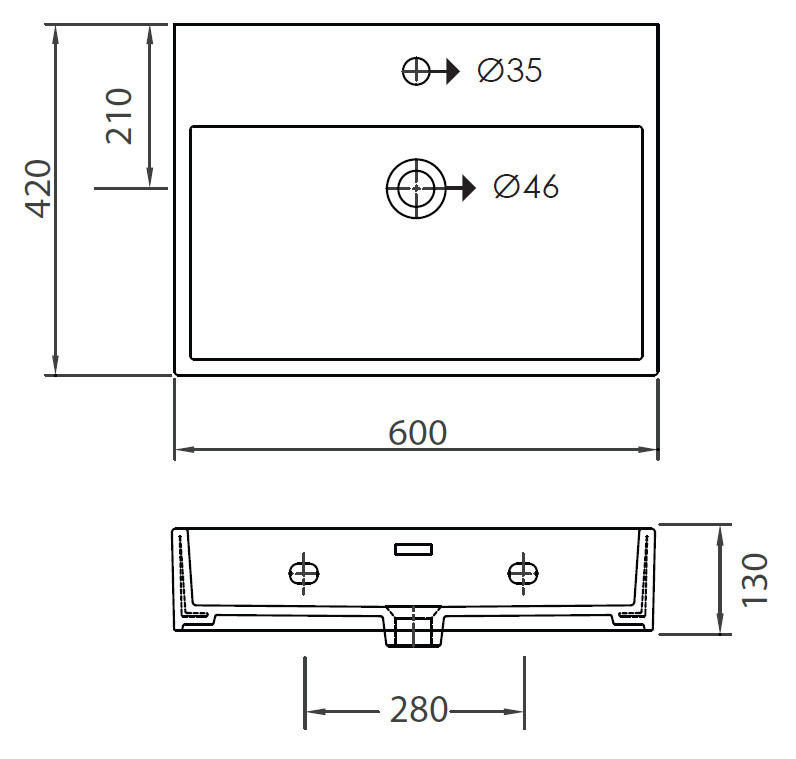 SXEDIO 53760 Νιπτήρας αναρτώμενος DAPHNE 53760 KARAG 60x42x13cm 5206836689104 53760