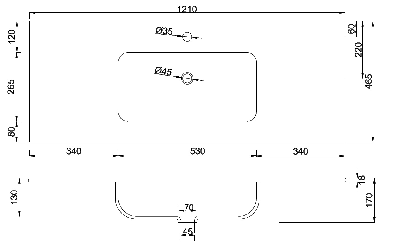 SXEDIO 7506 120 Νιπτήρας επίπλου μονός LT 7506 120 KARAG 120,5x47x18cm 5206836007199 LT7506-120