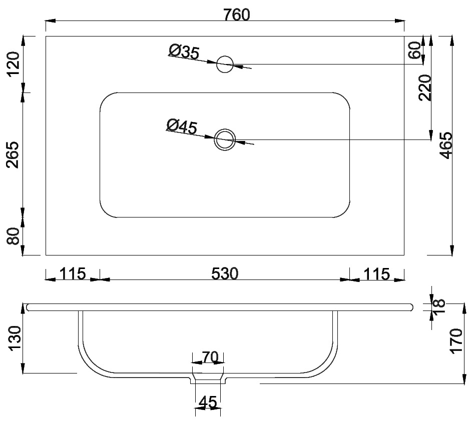 SXEDIO 7506 75 Νιπτήρας επίπλου LT 7506 75 KARAG 76x46x17cm 5206836101675 LT7506-75