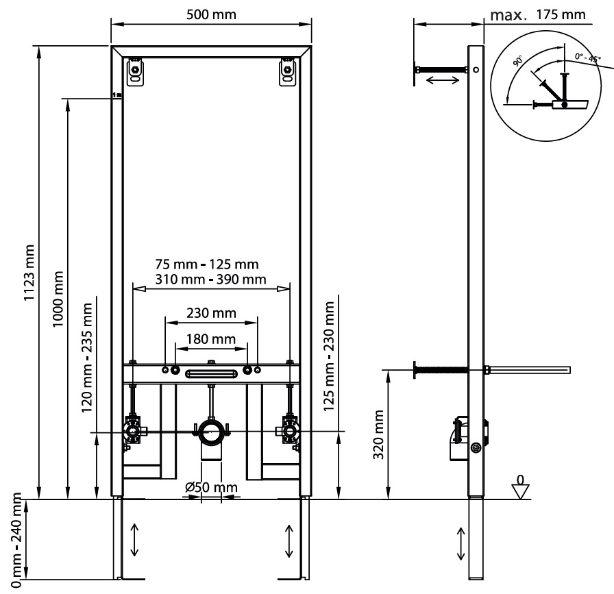 SXEDIO 893 003 drawing 531 Βάση εντοιχισμού για αναρτώμενο μπιντέ 893-003 KARAG 5206836685960 893-003