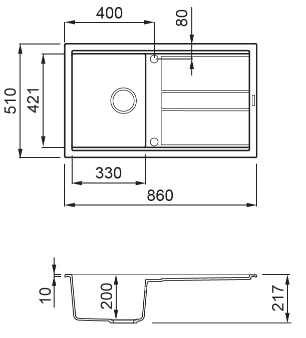 Νεροχύτης κουζίνας BEST 400 ELLECI 86x51cm 4 SXEDIO BEST 400 Νεροχύτης κουζίνας BEST 400 ELLECI 86x51cm 5206836703145 BES400