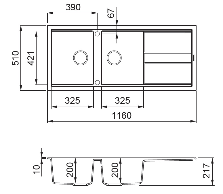 SXEDIO BEST 500 Νεροχύτης κουζίνας BEST 500 ELLECI 116x51cm 5206836703114 BES500