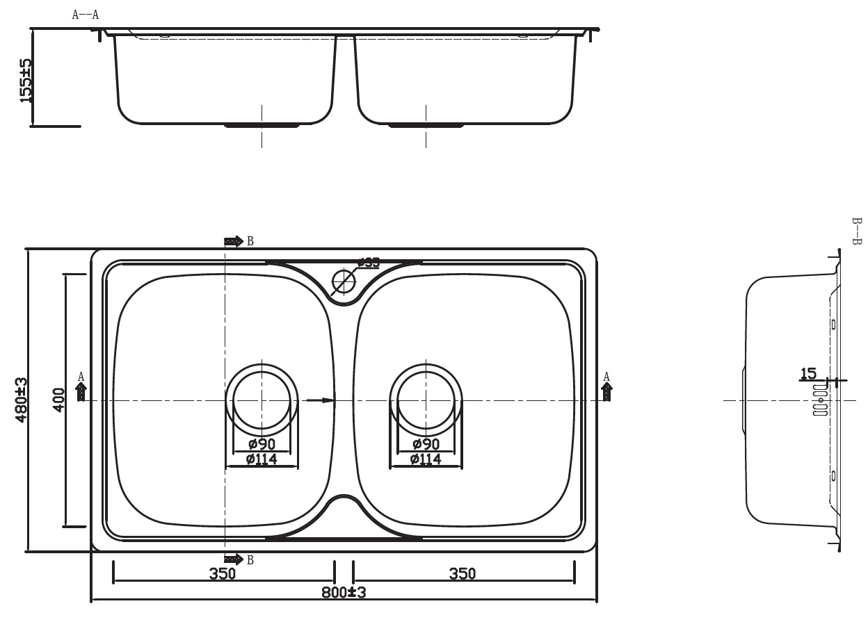 SXEDIO BL 808 Νεροχύτης κουζίνας BL 808 KARAG 80x48x15,5cm 5206836063348 BL808
