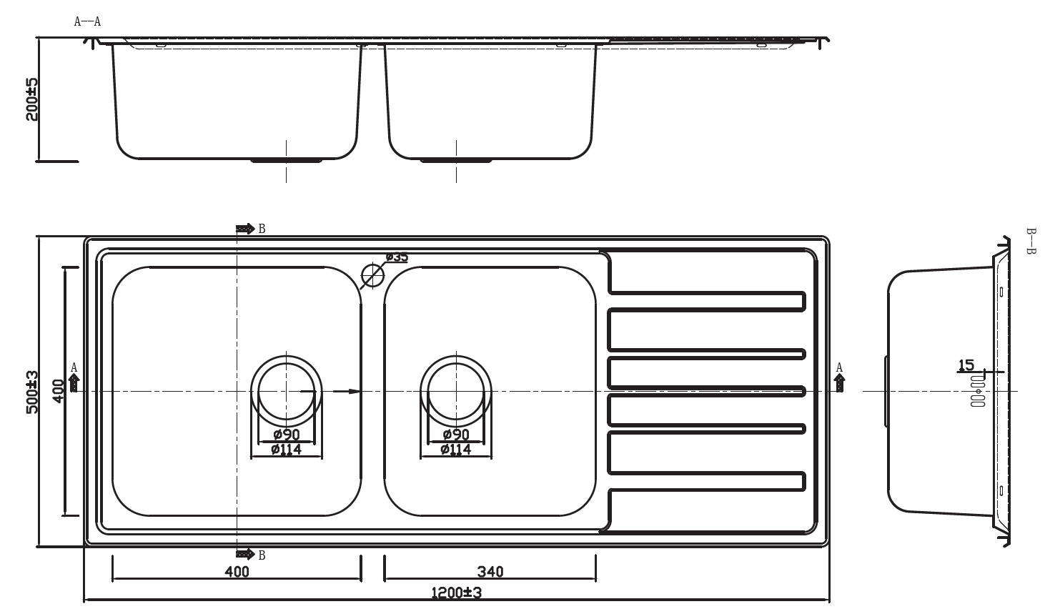 SXEDIO BL 822 Νεροχύτης κουζίνας BL 822 KARAG 120x50x20cm 5206836063324 BL822
