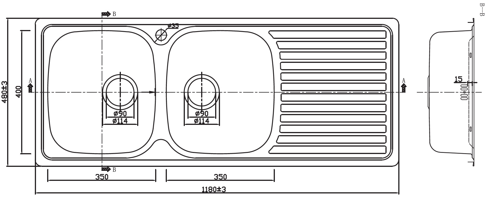 SXEDIO BL 933 Νεροχύτης κουζίνας BL 933B KARAG 118x48x15cm 5206836063287 BL933B