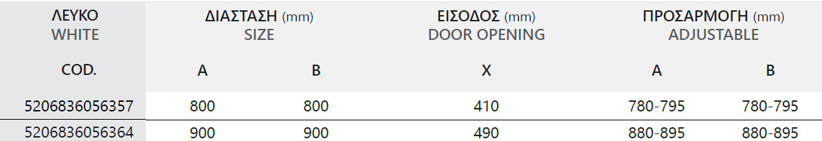 SXEDIO EFE 200 BIANCO Καμπίνα ημικυκλική με διάφανο κρύσταλλο EFE 200 White KARAG 5206836615097 EFEB200