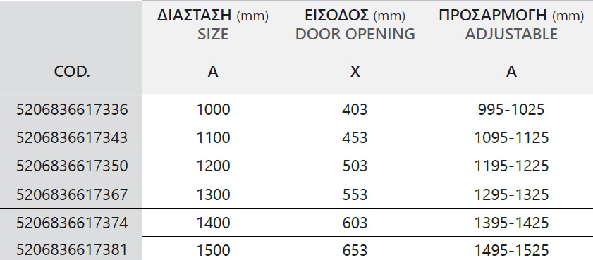 SXEDIO EFE 400 NERO FRAME NEW Καμπίνα από τοίχο σε τοίχο με frame κρύσταλλο EFE 400 Black KARAG 5206836649795 EFEN400FN