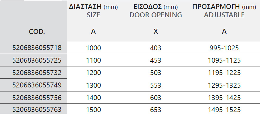 SXEDIO EFE 400 ORO Καμπίνα από τοίχο σε τοίχο με διάφανο κρύσταλλο EFE 400 Gold KARAG 5206836090696 EFEO400