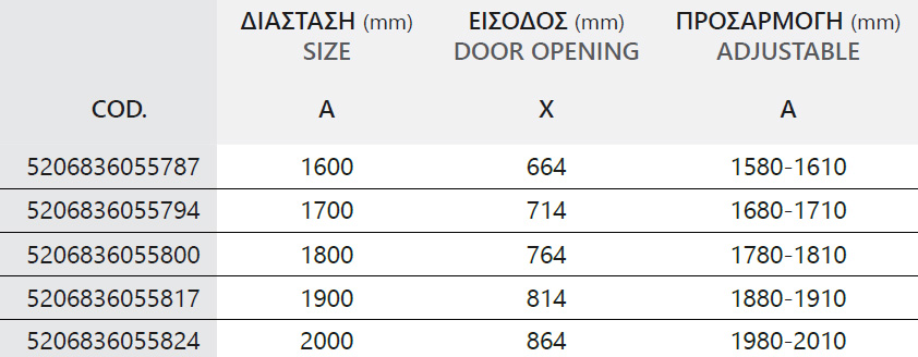 Καμπίνα από τοίχο σε τοίχο με διάφανο κρύσταλλο EFE 600 Silver KARAG 5 SXEDIO EFE 600 ARGENTO Καμπίνα από τοίχο σε τοίχο με διάφανο κρύσταλλο EFE 600 Silver KARAG 5206836090719 EFEA600