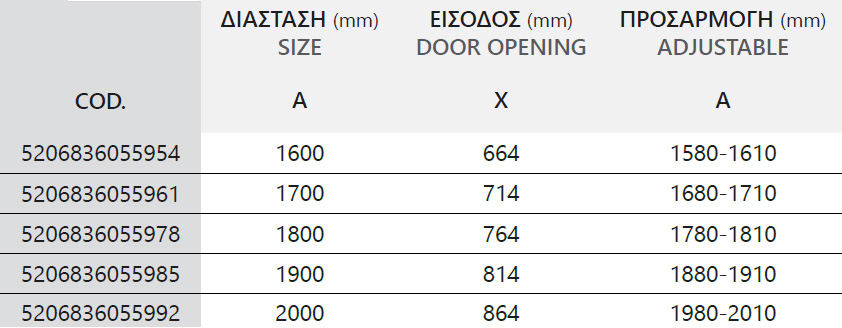 SXEDIO EFE 600 ORO Καμπίνα από τοίχο σε τοίχο με διάφανο κρύσταλλο EFE 600 Gold KARAG 5206836090771 EFEO600