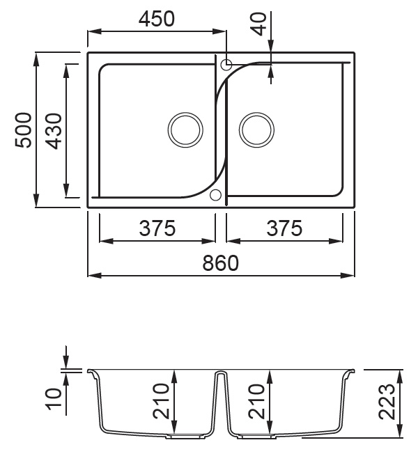 SXEDIO EGO 450 Νεροχύτης κουζίνας EGO 450 ELLECI 86x50cm 5206836090252 EGO450