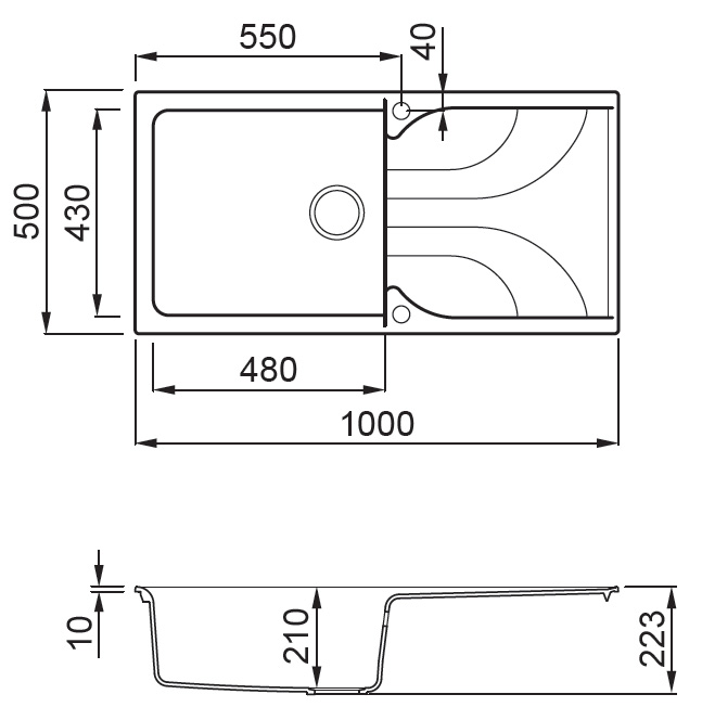 SXEDIO EGO 480 1 Νεροχύτης κουζίνας EGO 480 ELLECI 100x50cm 5206836090269 EGO480