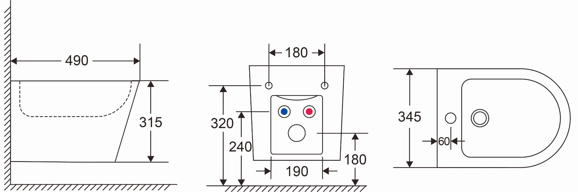 SXEDIO LT 052F 1190 Μπιντέ αναρτώμενο LT 052F KARAG 5206836054414 LT052F