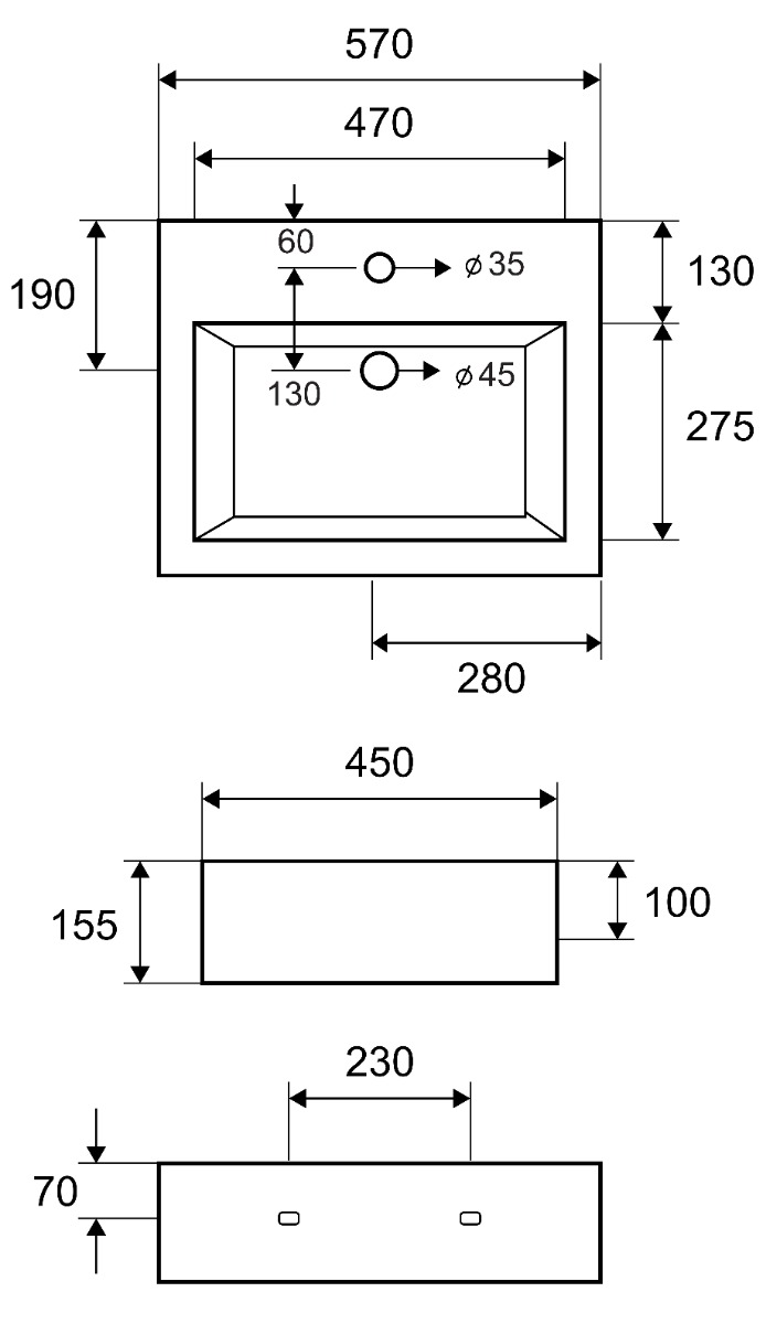 SXEDIO LT 5027 SXEDIO V Νιπτήρας αναρτώμενος LT 5027 KARAG 56x45x15,5cm 5206836532271 LT5027