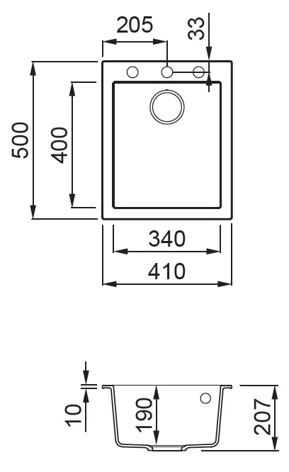 SXEDIO QUADRA 100 Νεροχύτης κουζίνας QUADRA 100 ELLECI 41x50cm 5206836090092 QUA100