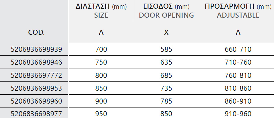 Καμπίνα από τοίχο σε τοίχο με διάφανο κρύσταλλο S 28 ALTO PORTA Cromo KARAG 5 SXEDIO S28 ALTO PORTA CROMO CLEAR Καμπίνα από τοίχο σε τοίχο με διάφανο κρύσταλλο S 28 ALTO PORTA Cromo KARAG 5206836700748 S28PH