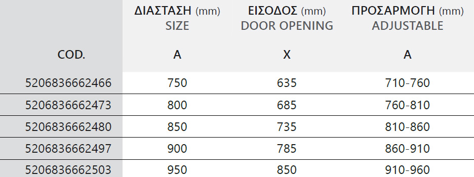 Καμπίνα από τοίχο σε τοίχο με icy κρύσταλλο S 28 ALTO PORTA Cromo KARAG 5 SXEDIO S28 ALTO PORTA CROMO ICY Καμπίνα από τοίχο σε τοίχο με icy κρύσταλλο S 28 ALTO PORTA Cromo KARAG 5206836667935 S28P-CI