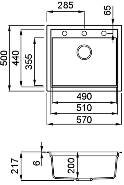 SXEDIO SINTESI 105 Νεροχύτης κουζίνας SINTESI 105 ELLECI 57x50cm 5206836679723 SIN105