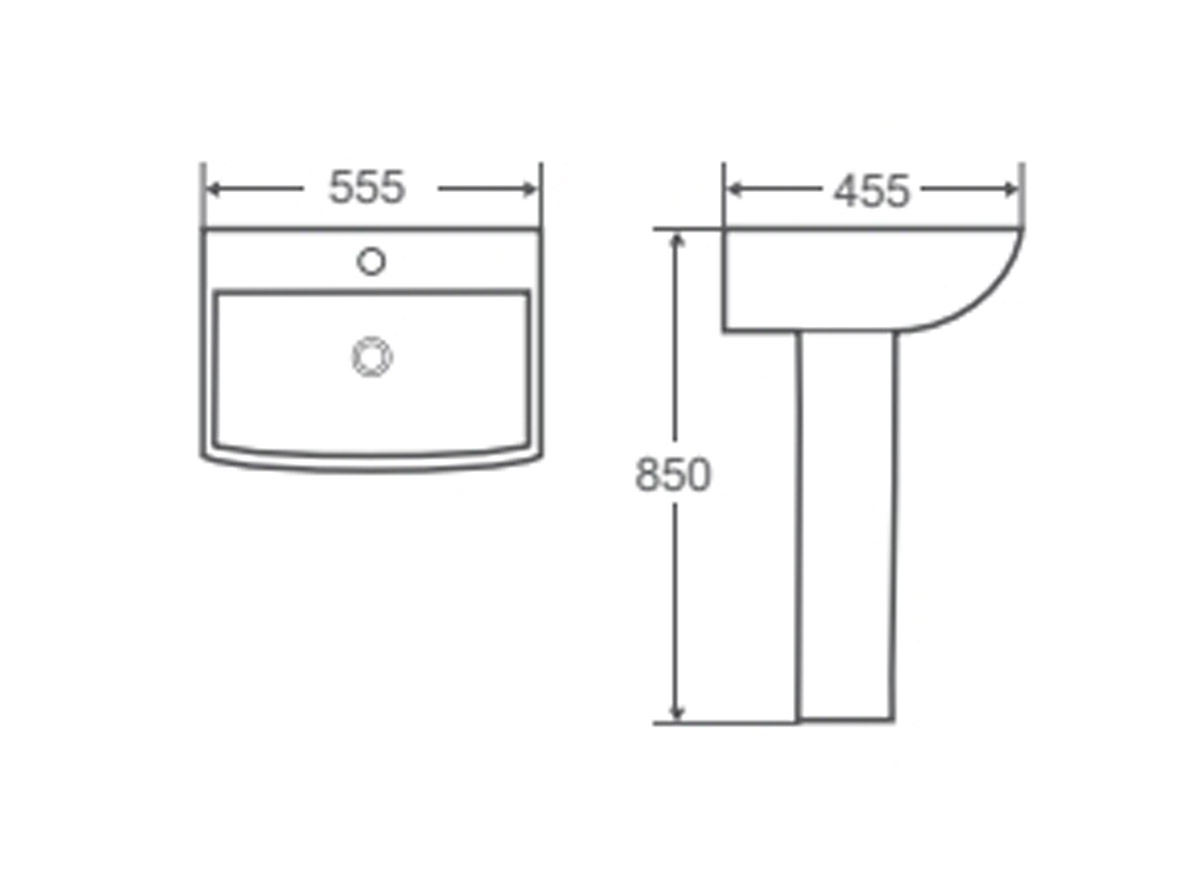 SXEDIO TR 367H 1676 Νιπτήρας με κολόνα AMFIPOLIS TR-367 56x45x83cm 5206836628356 TR367