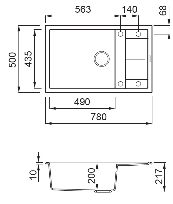 SXEDIO UNICO 310 Νεροχύτης κουζίνας UNICO 310 ELLECI 78x50cm 5206836090368 UNI310