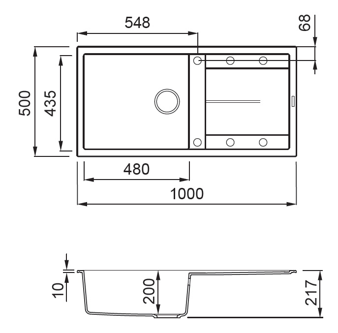 SXEDIO UNICO 480 Νεροχύτης κουζίνας UNICO 480 ELLECI 100x50cm 5206836703183 UNI480