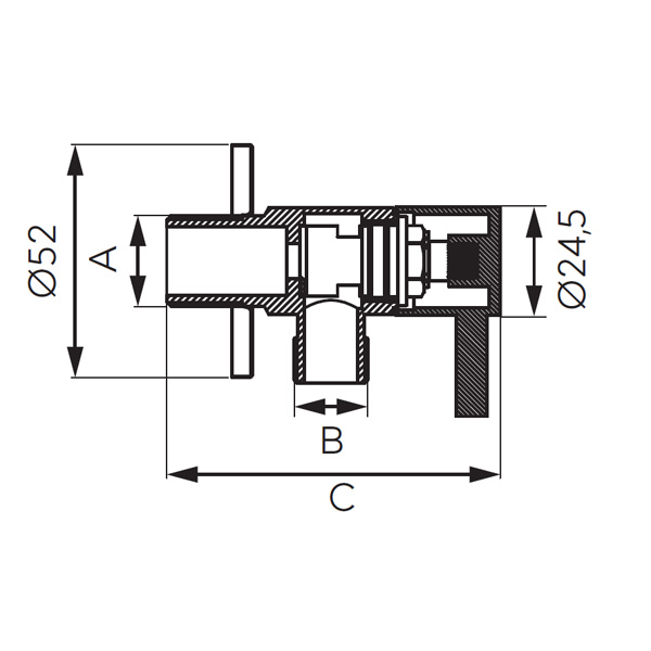 SXEDIOC Z296 Γωνιακός διακόπτης ροής Μαύρος Z296-BL FERRO 1/2x1/2" 5903738223589 Z296-BL
