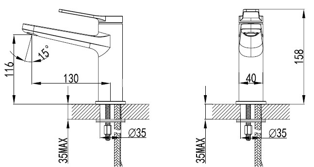 WNW168073C Μπαταρία νιπτήρος ANDARE Nero Rose Gold WNW168073PA-RG KARAG 5206836069272 WNW168073PA-RG