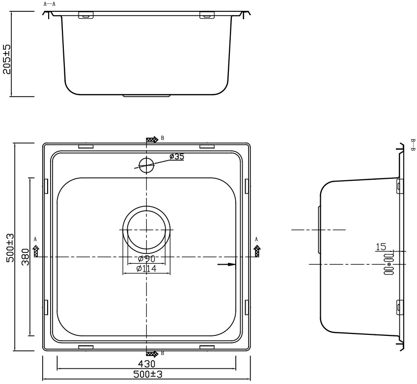 bl625 Νεροχύτης κουζίνας BL 625 KARAG 50x50x20,5cm 5206836063331 BL625