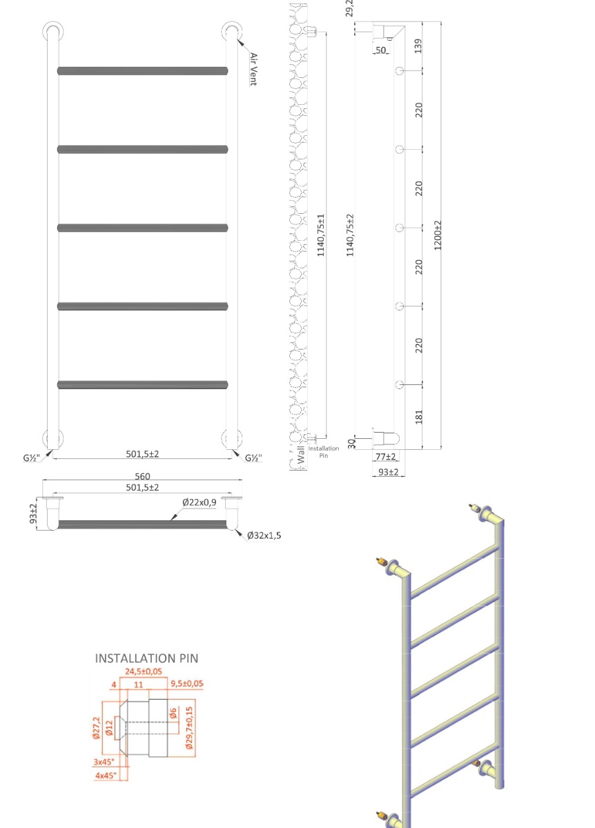Θερμαντικό σώμα μπάνιου White Matt DESIGN 6 1200 KARAG 9,3x56x120cm 4 design 6 1200 Θερμαντικό σώμα μπάνιου White Matt DESIGN 6 1200 KARAG 9,3x56x120cm 5206836063027 DESIGN6-1200-W