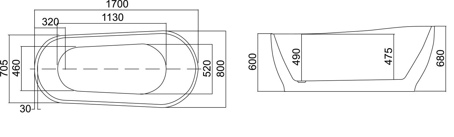 Μπανιέρα ελεύθερης τοποθέτησης ATENA K-1527W Λευκή KARAG 170x80x68cm 4 k 1527 Μπανιέρα ελεύθερης τοποθέτησης ATENA K-1527W Λευκή KARAG 170x80x68cm 5206836566139 K-1527W