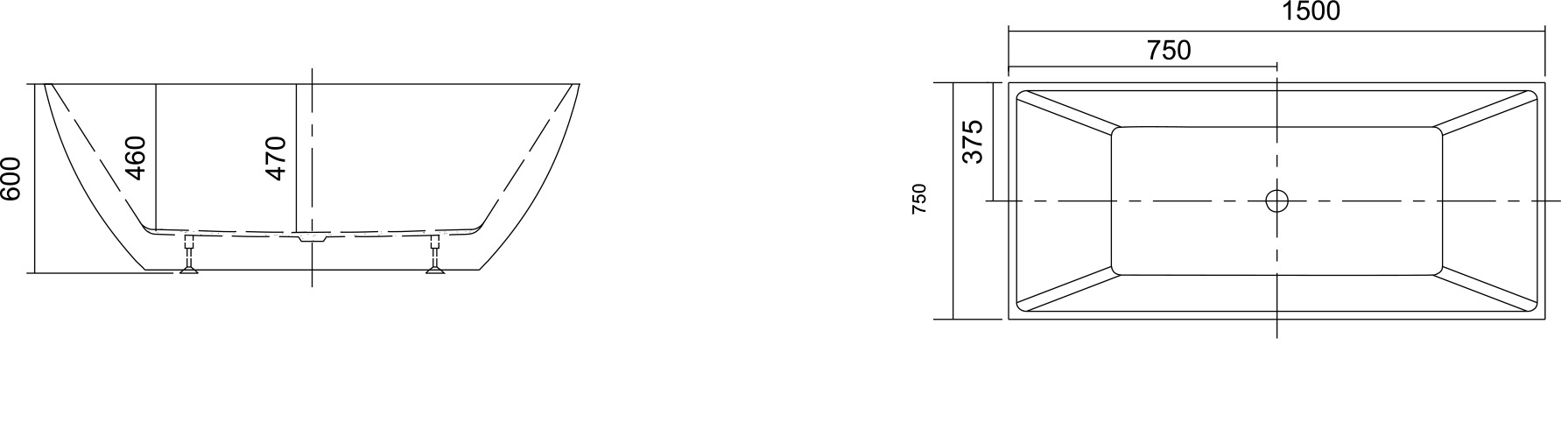 Μπανιέρα ελεύθερης τοποθέτησης KERES K-1505 KARAG 150x75x59cm 4 k1505 150 Μπανιέρα ελεύθερης τοποθέτησης KERES K-1505 KARAG 150x75x59cm 5206836010663 K-1505-150