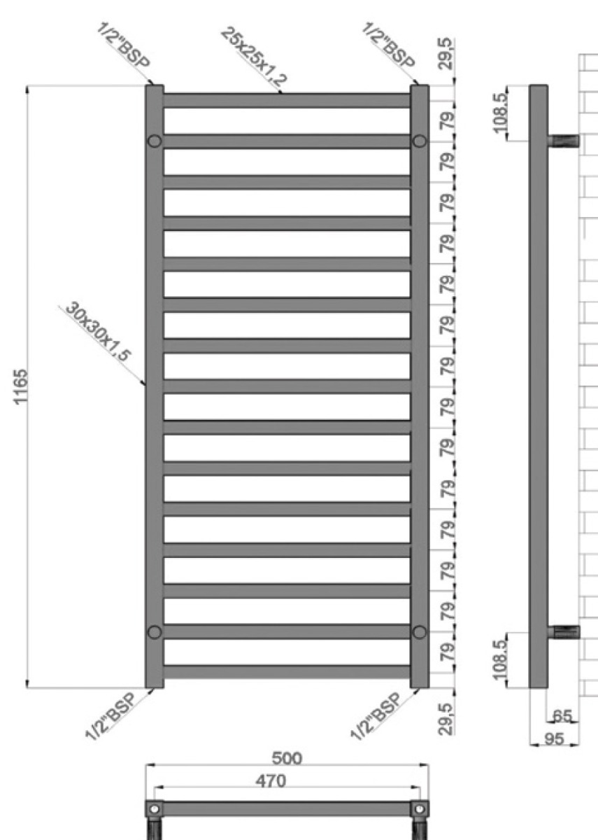 karnak 1000 Θερμαντικό σώμα μπάνιου Gun Metal KARNAK 1000 KARAG 8,5x50x100cm 5206836679235 KARNAK-1000-GN