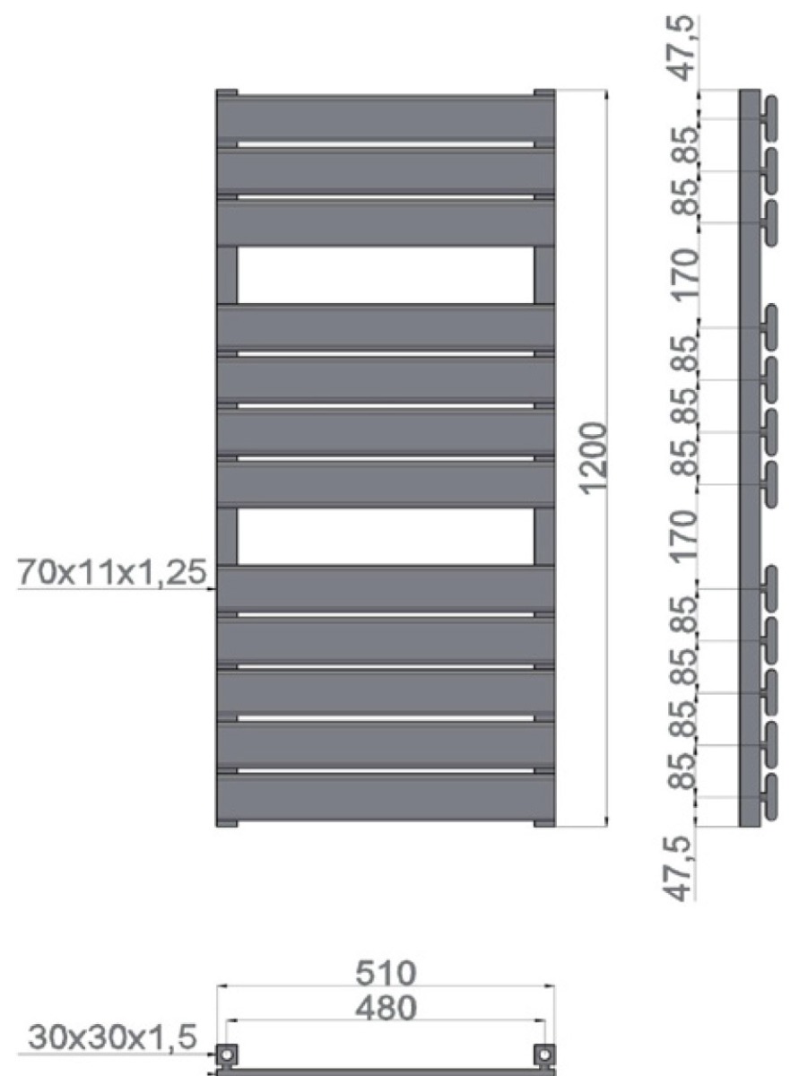 marcello 1200 Θερμαντικό σώμα μπάνιου Χρωμέ MARCELLO 1200 KARAG 11,6x51x120cm 5206836513591 MARCELLO-1200