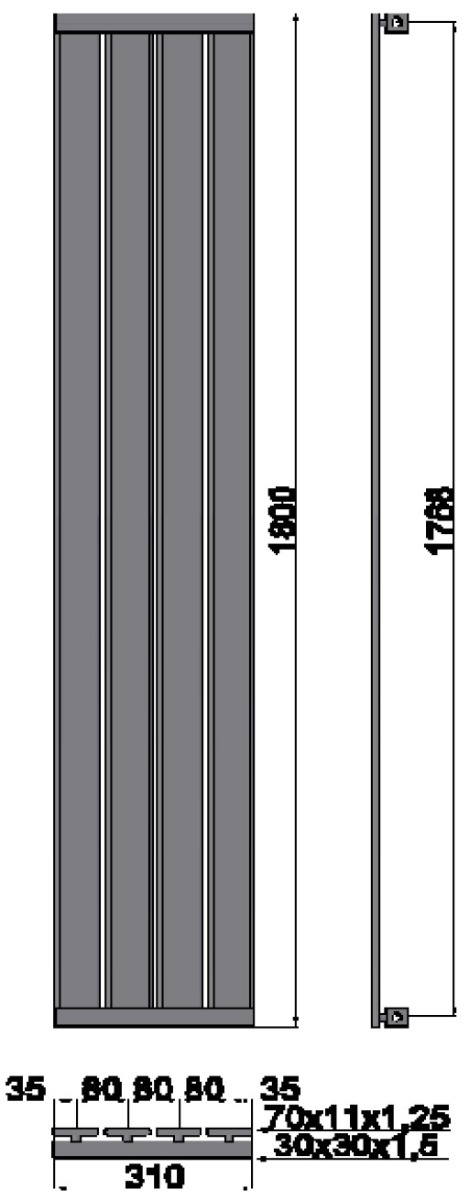 marcello 1800 Θερμαντικό σώμα μπάνιου Χρωμέ MARCELLO 1800 KARAG 9,1x31x180cm 5206836513560 MARCELLO-1800-C