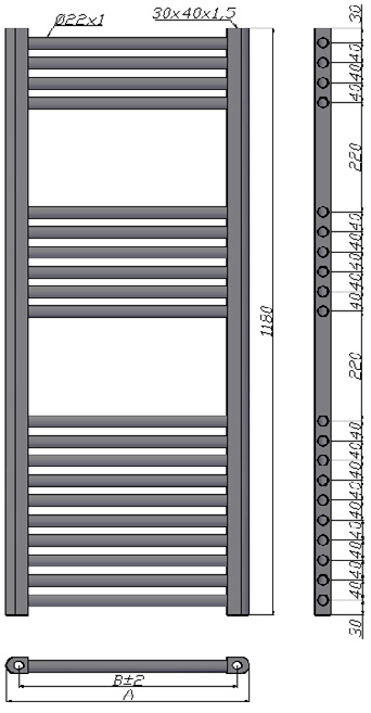 nile 1180 Θερμαντικό σώμα μπάνιου White Matt NILE 1180-450 KARAG 3x45x118cm 5206836102450 1180-450-W