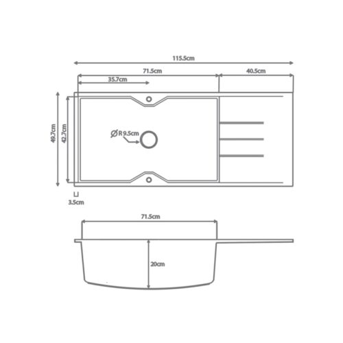 03 05 11602 35 pietra tec ΝΕΡΟΧΥΤΗΣ ΓΡΑΝΙΤΗ 116x50 ULTRA GRANITE 817 PIETRA SANITEC