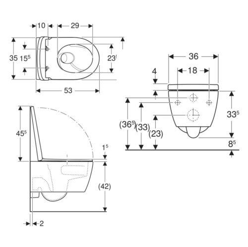 1116030034 tech ΛΕΚΑΝΗ ΚΡΕΜΑΣΤΗ ICON RIMLESS TURBOFLUSH ΣΕΤ ΜΕ SOFT CLOSE QUICK RELEASE ΚΑΠΑΚΙ ΛΕΥΚΗ GEBERIT