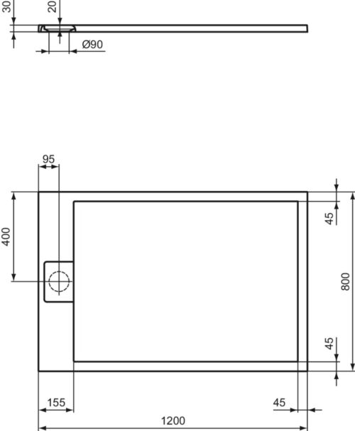 1120020069 3 ΝΤΟΥΖΙΕΡΑ ΑΚΡΥΛΙΚΗ 120x80x3 ULTRA FLAT S iLIFE CONCRETE GREY IDEAL
