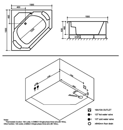 1202020147 tech ΜΠΑΝΙΟ ΥΔΡΟΜΑΣΑΖ FC-225B 150x150x63 ΛΕΥΚΟ PICCADILLY