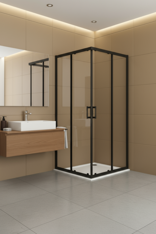ΚΑΜΠΙΝΑ ΝΤΟΥΖΙΕΡΑΣ ΤΕΤΡΑΓΩΝΗ SWIFT 90x90x195 ΔΙΑΦΑΝΟ ΜΑΥΡΟ BRONZE