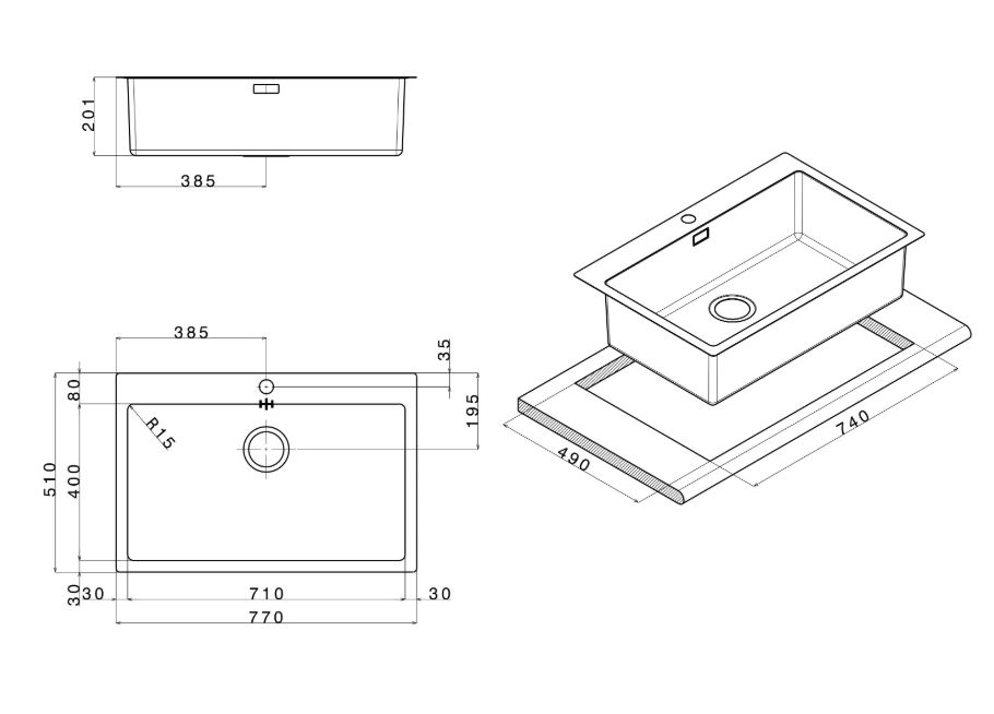 ΝΕΡΟΧΥΤΗΣ ΑΝΟΞΕΙΔΩΤΟΣ 77x51cm LINEAR PLUS ΛΕΙΟΣ APELL 5 ΝΕΡΟΧΥΤΗΣ ΑΝΟΞΕΙΔΩΤΟΣ 77x51cm LINEAR PLUS ΛΕΙΟΣ APELL - Image 3