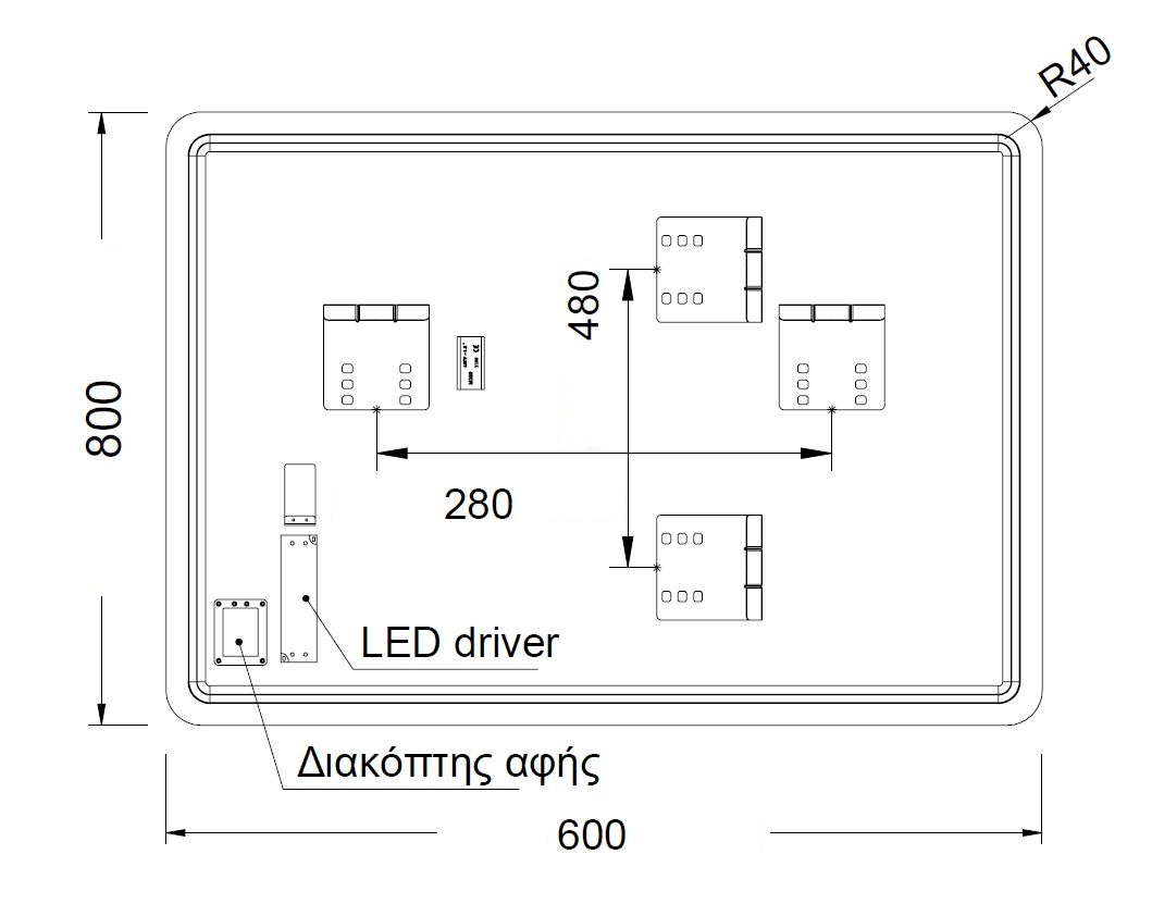 ΚΑΘΡΕΠΤΗΣ JOY 60x80cm ΟΡΘΟΓΩΝΙΟΣ ΜΕ ΦΩΤΙΣΜΟ LED LUMINOR 3 ΚΑΘΡΕΠΤΗΣ JOY 60x80cm ΟΡΘΟΓΩΝΙΟΣ ΜΕ ΦΩΤΙΣΜΟ LED LUMINOR - Image 2
