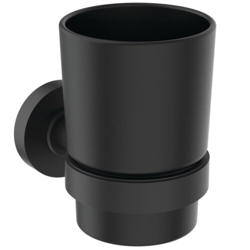 TUMBLER WITH ROUND FROSTED BLACK GLASS IOM SILK BLACK IDEAL