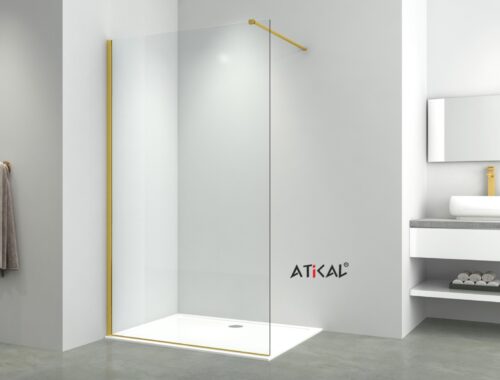 ΚΑΜΠΙΝΑ ΣΤΑΘΕΡΗ ATICAL 80x200 ΚΡΥΣΤΑΛΛΟ ΔΙΑΦΑΝΟ BRUSHED GOLD BRONZE