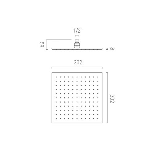 ind sq 30 tech drawing ΚΕΦΑΛΗ ΝΤΟΥΖ 30x30cm BRUSHED NICKEL PVD VADO
